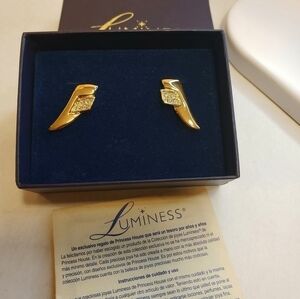Luminess Gold Rhinestones Earrings New Old Stock